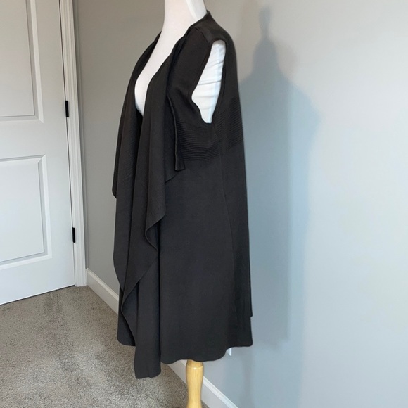 Dark Green long open front cardigan - Picture 4 of 7